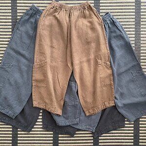 5 PAIRS BRYN WALKER HEAVY LINEN CASBAH CROPPED PANTS XS XLNT!